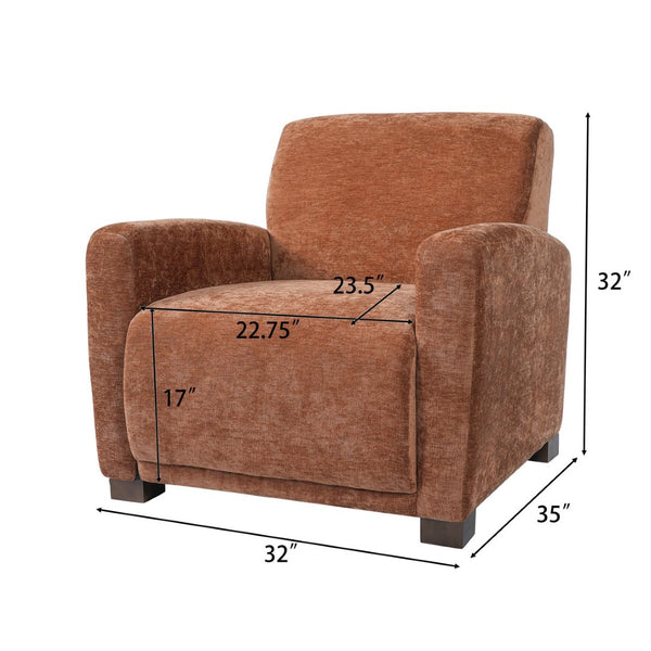 English Elm Aurora Upholstered Accent Armchair Tailored Cushioning for Reading Nooks and Bedroom Corners Brick red N776P469982R