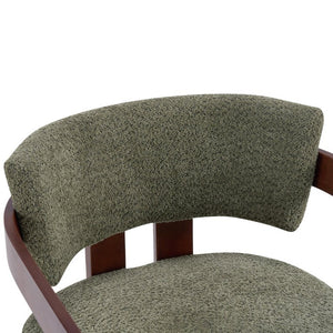 English Elm Boucle Accent Arm Chairs Set of Two Mid Century Walnut Rubberwood Living Room Seating N776P481462G-2