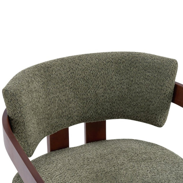 English Elm Boucle Accent Arm Chairs Set of Two Mid Century Walnut Rubberwood Living Room Seating N776P481462G-2