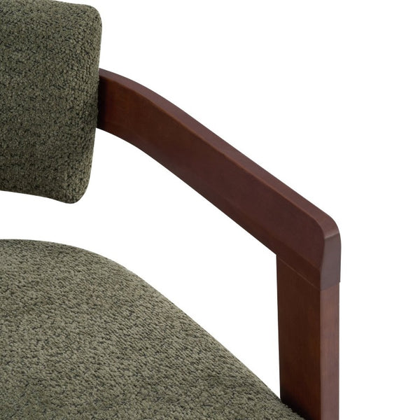 English Elm Boucle Accent Arm Chairs Set of Two Mid Century Walnut Rubberwood Living Room Seating N776P481462G-2