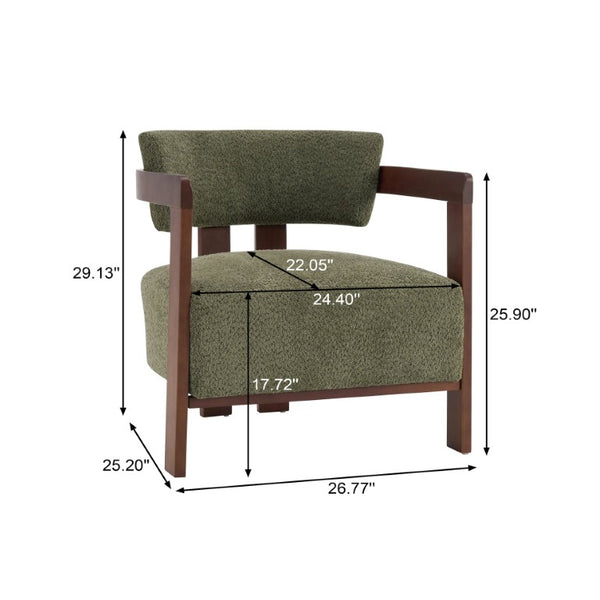 English Elm Boucle Accent Arm Chairs Set of Two Mid Century Walnut Rubberwood Living Room Seating N776P481462G-2