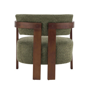 English Elm Boucle Accent Arm Chairs Set of Two Mid Century Walnut Rubberwood Living Room Seating N776P481462G-2