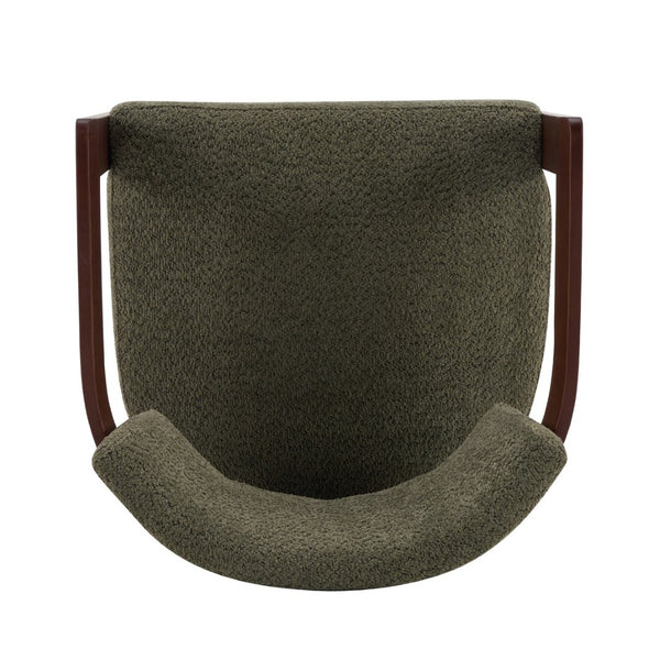 English Elm Boucle Textured Mid-century Accent Chair with Solid Rubberwood Walnut Legs for Reading Nooks Olive / Walnut N776P481462G