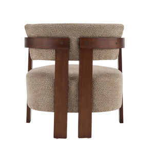 English Elm Boucle Textured Mid-century Accent Chair with Solid Rubberwood Walnut Legs for Reading Nooks Light Brown / Walnut N776P481462L