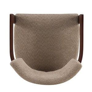 English Elm Boucle Textured Mid-century Accent Chair with Solid Rubberwood Walnut Legs for Reading Nooks Light Brown / Walnut N776P481462L