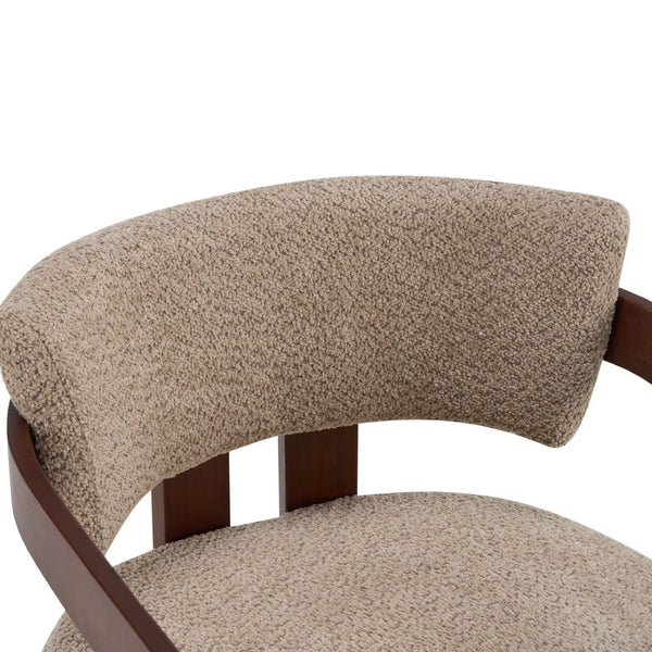 English Elm Boucle Textured Mid-century Accent Chair with Solid Rubberwood Walnut Legs for Reading Nooks Light Brown / Walnut N776P481462L