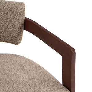 English Elm Boucle Textured Mid-century Accent Chair with Solid Rubberwood Walnut Legs for Reading Nooks Light Brown / Walnut N776P481462L