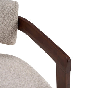English Elm Boucle Textured Mid-century Accent Chair with Solid Rubberwood Walnut Legs for Reading Nooks Walnut / Wheat N776P481462W