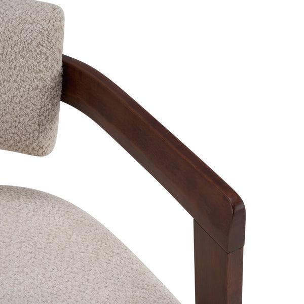 English Elm Boucle Textured Mid-century Accent Chair with Solid Rubberwood Walnut Legs for Reading Nooks Walnut / Wheat N776P481462W