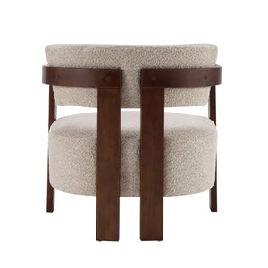 English Elm Boucle Textured Mid-century Accent Chair with Solid Rubberwood Walnut Legs for Reading Nooks Walnut / Wheat N776P481462W