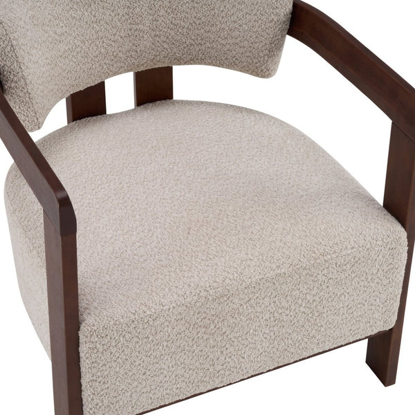 English Elm Boucle Textured Mid-century Accent Chair with Solid Rubberwood Walnut Legs for Reading Nooks Walnut / Wheat N776P481462W