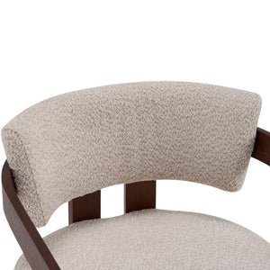 English Elm Boucle Textured Mid-century Accent Chair with Solid Rubberwood Walnut Legs for Reading Nooks Walnut / Wheat N776P481462W