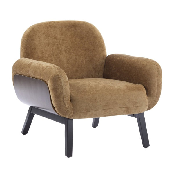 English Elm Audrey Armchair Wrap Around Solid Wood Frame Scandinavian Lounge Reading Chair Tan 31.75 L x 30.5 W x 31.25 H Single N776P482827T