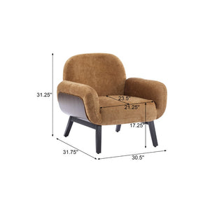 English Elm Audrey Armchair Wrap Around Solid Wood Frame Scandinavian Lounge Reading Chair Tan 31.75 L x 30.5 W x 31.25 H Single N776P482827T