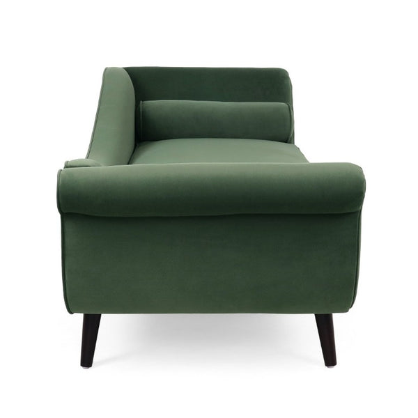 English Elm Chaise Lounge Velvet Upholstered Reclined Silhouette for Living Room or Bedroom Seating Sage N776P489404S