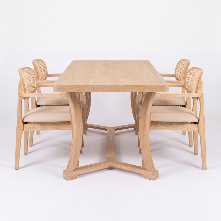 English Elm 5-Piece Solid Rubberwood Dining Set Scandinavian Minimalist Style for Modern Kitchens N776P490237N_N776P340269K-2
