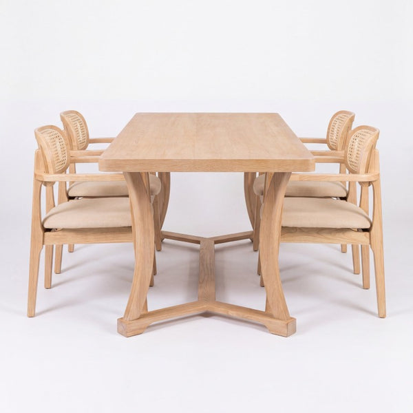 English Elm 5-Piece Solid Rubberwood Dining Set Scandinavian Minimalist Style for Modern Kitchens N776P490237N_N776P340269K-2