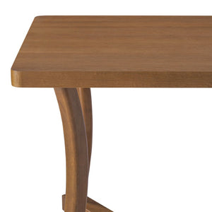 English Elm Will Six Seat Oak Veneer Farmhouse Dining Table with Curved Trestle Base N776P490237W