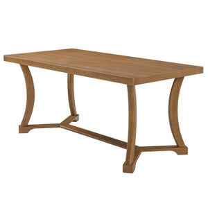 English Elm Will Six Seat Oak Veneer Farmhouse Dining Table with Curved Trestle Base N776P490237W