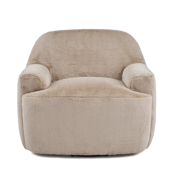 English Elm Ayden Plush Fabric Swivel Chair with Barrel Silhouette for Living Room or Reading Nook N776P492150B