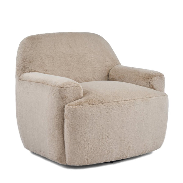 English Elm Ayden Plush Fabric Swivel Chair with Barrel Silhouette for Living Room or Reading Nook N776P492150B