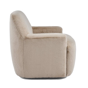 English Elm Ayden Plush Fabric Swivel Chair with Barrel Silhouette for Living Room or Reading Nook N776P492150B