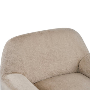 English Elm Ayden Plush Fabric Swivel Chair with Barrel Silhouette for Living Room or Reading Nook N776P492150B