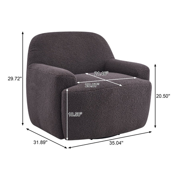 English Elm Ayden Barrel Swivel Chair Plush Teddy Fabric 360 Rotation for Living Room N776P492150D