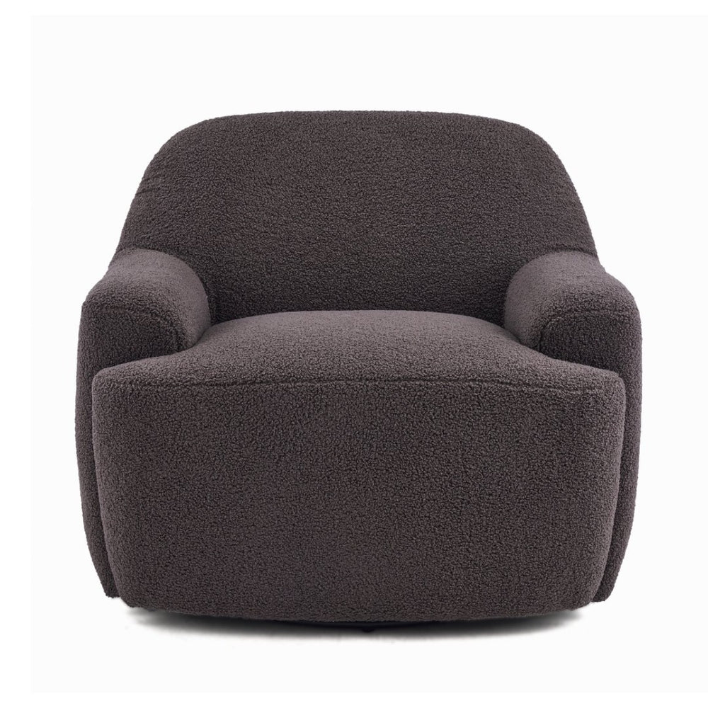 English Elm Ayden Barrel Swivel Chair Plush Teddy Fabric 360 Rotation for Living Room N776P492150D