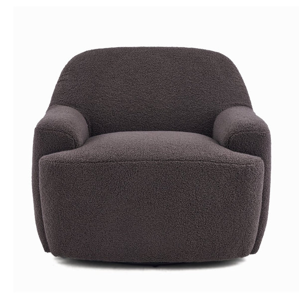 English Elm Ayden Barrel Swivel Chair Plush Teddy Fabric 360 Rotation for Living Room N776P492150D