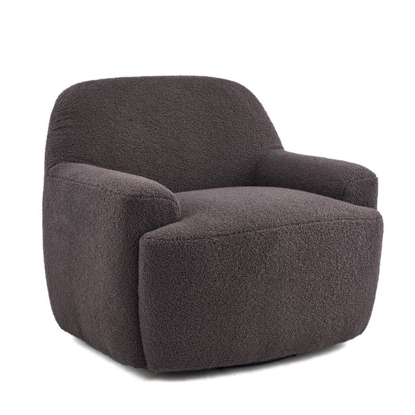 English Elm Ayden Barrel Swivel Chair Plush Teddy Fabric 360 Rotation for Living Room N776P492150D