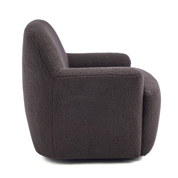 English Elm Ayden Barrel Swivel Chair Plush Teddy Fabric 360 Rotation for Living Room N776P492150D