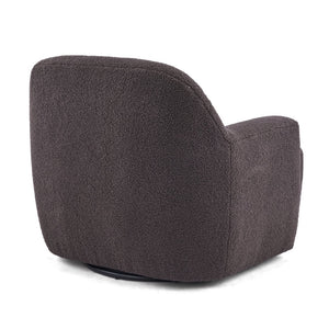 English Elm Ayden Barrel Swivel Chair Plush Teddy Fabric 360 Rotation for Living Room N776P492150D