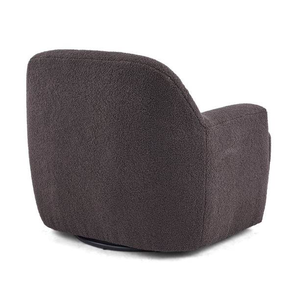 English Elm Ayden Barrel Swivel Chair Plush Teddy Fabric 360 Rotation for Living Room N776P492150D