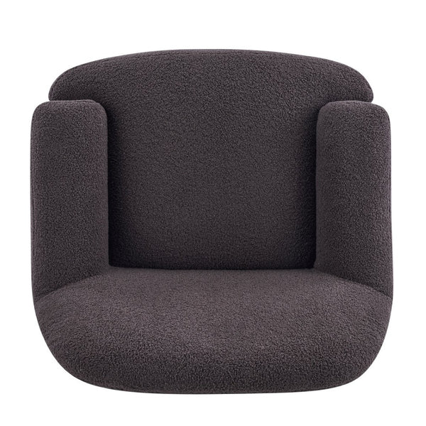 English Elm Ayden Barrel Swivel Chair Plush Teddy Fabric 360 Rotation for Living Room N776P492150D