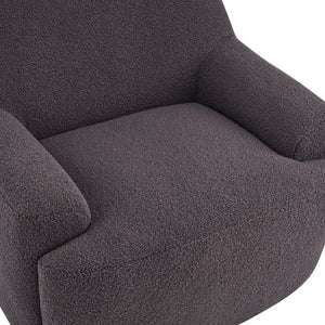 English Elm Ayden Barrel Swivel Chair Plush Teddy Fabric 360 Rotation for Living Room N776P492150D
