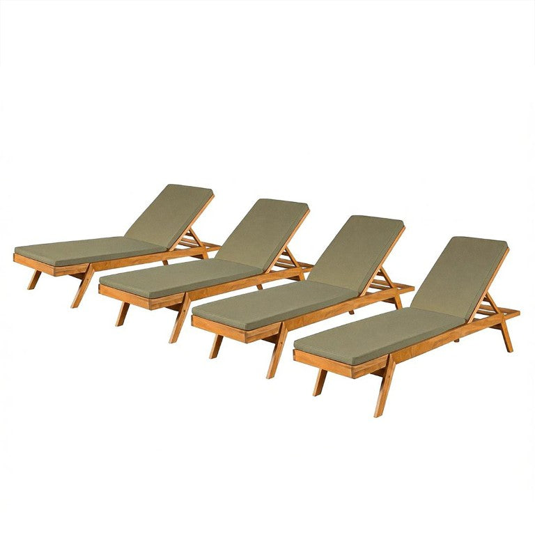English Elm 4Pcs Outdoor Acacia Hardwood Chaise Lounge Set with Adjustable Backrest for Pool Decks N776P495306G-2