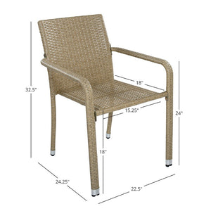 English Elm Larache Handwoven PE Wicker Outdoor Dining Chair Set All Weather Rattan Style Natural Set of 4 Arm Chair N776P496436Y
