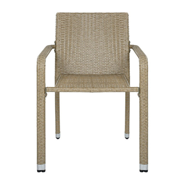 English Elm Larache Handwoven PE Wicker Outdoor Dining Chair Set All Weather Rattan Style Natural Set of 4 Arm Chair N776P496436Y
