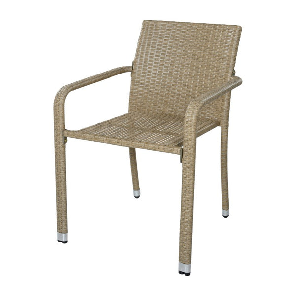 English Elm Larache Handwoven PE Wicker Outdoor Dining Chair Set All Weather Rattan Style Natural Set of 4 Arm Chair N776P496436Y