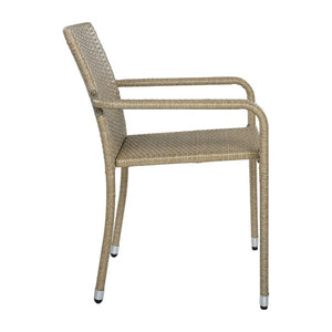 English Elm Larache Handwoven PE Wicker Outdoor Dining Chair Set All Weather Rattan Style Natural Set of 4 Arm Chair N776P496436Y