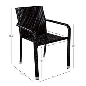 English Elm Larache Outdoor Handwoven PE Wicker Armless Dining Chairs Patio Set All Weather Dark Brown Set of 4 N776P496437D-4