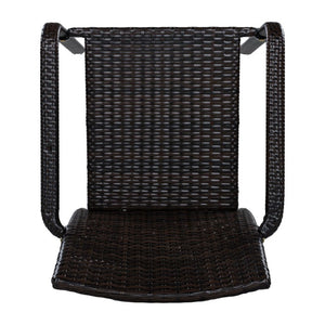English Elm Larache Outdoor Handwoven PE Wicker Armless Dining Chairs Patio Set All Weather Dark Brown Set of 4 N776P496437D-4