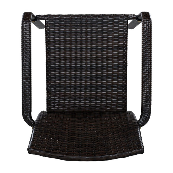 English Elm Larache Outdoor Handwoven PE Wicker Armless Dining Chairs Patio Set All Weather Dark Brown Set of 4 N776P496437D-4