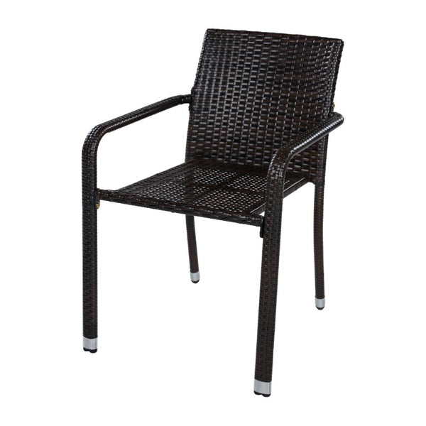 English Elm Larache Outdoor Handwoven PE Wicker Armless Dining Chairs Patio Set All Weather Dark Brown Set of 4 N776P496437D-4