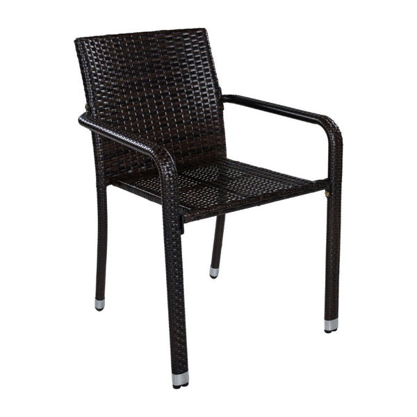 English Elm Larache Handwoven PE Wicker Outdoor Dining Chair Set All Weather Rattan Style Dark Brown Set of 2 Arm Chair N776P496437D