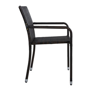English Elm Larache Handwoven PE Wicker Outdoor Dining Chair Set All Weather Rattan Style Dark Brown Set of 2 Arm Chair N776P496437D