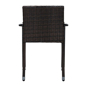 English Elm Larache Handwoven PE Wicker Outdoor Dining Chair Set All Weather Rattan Style Dark Brown Set of 2 Arm Chair N776P496437D