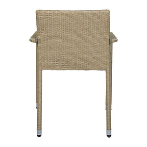 English Elm Larache Handwoven PE Wicker Outdoor Dining Chair Set All Weather Rattan Style Natural Set of 2 Arm Chair N776P496437Y