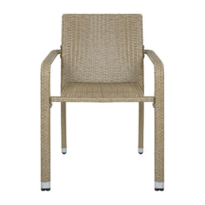 English Elm Larache Handwoven PE Wicker Outdoor Dining Chair Set All Weather Rattan Style Natural Set of 2 Arm Chair N776P496437Y
